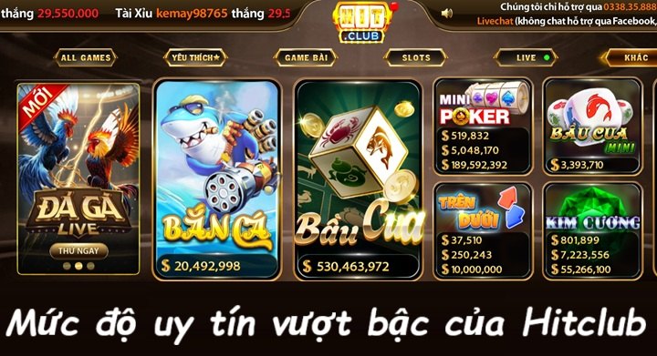 Mức độ uy tín vượt bậc đã được chứng minh của Hit Club